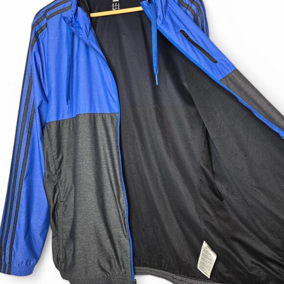 Adidas Color Panel Hooded Windbreaker Jacket Men's Three Stripe Athletic XL - Picture 2 of 5